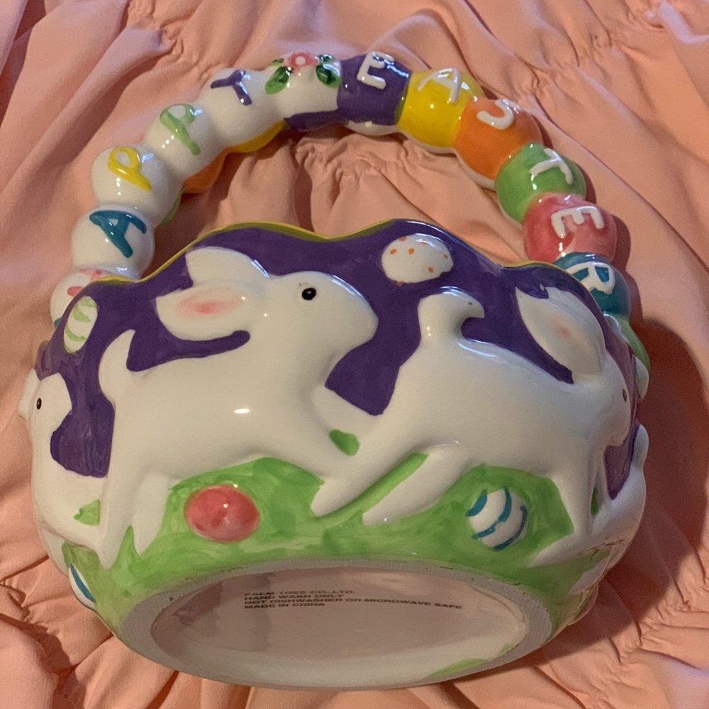 Palm Tree colorful ceramic Easter basket